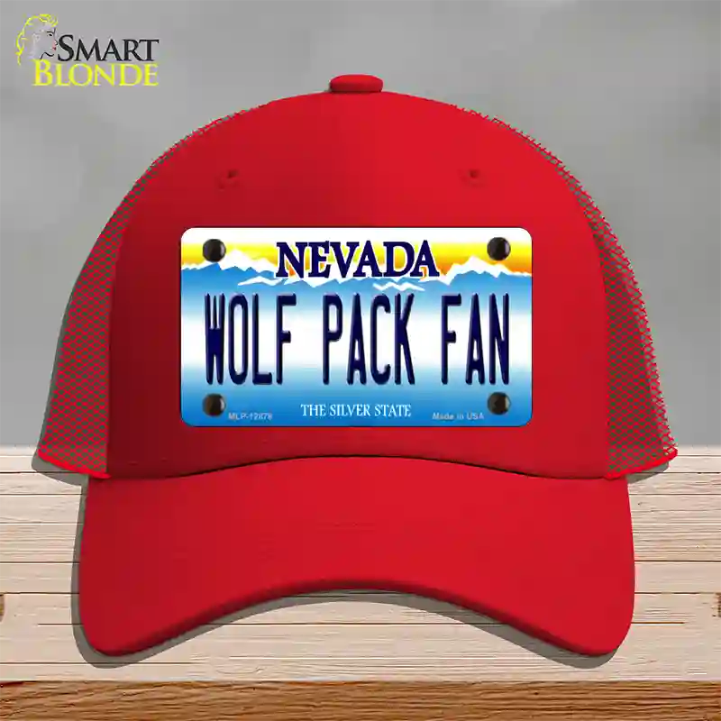 Wolf Pack Fan Novelty License Plate Hat Mesh / Red