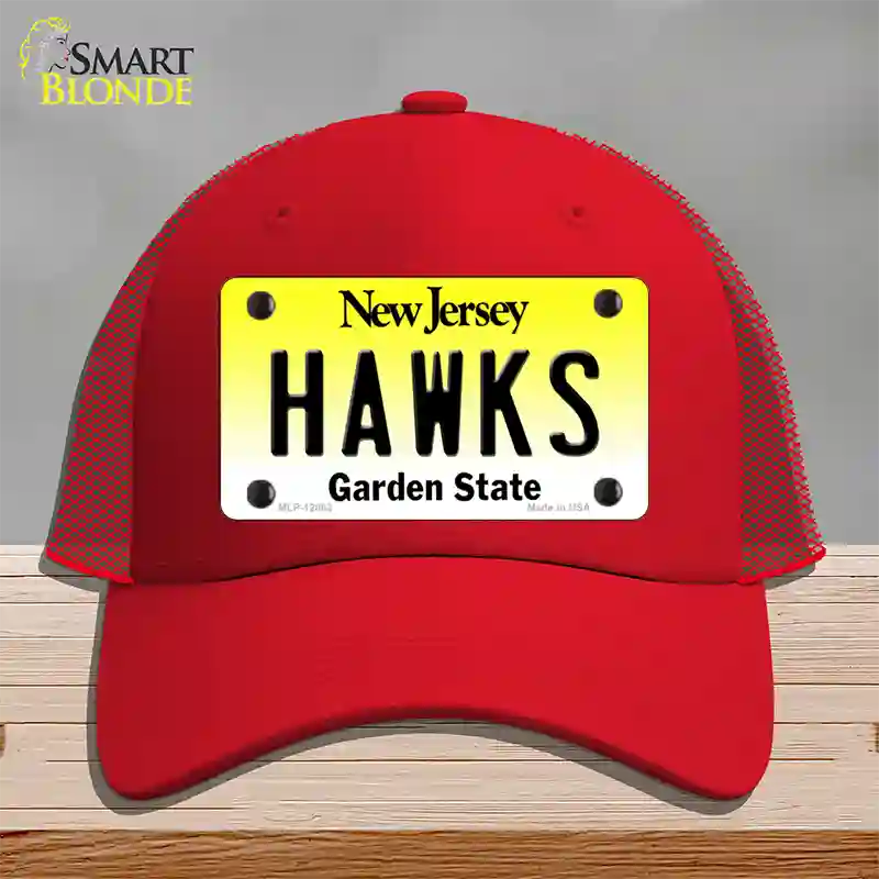 Hawks Novelty License Plate Hat Mesh / Red