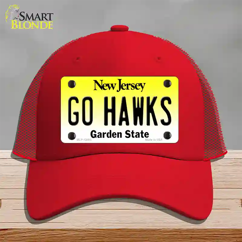 Go Hawks New Jersey Novelty License Plate Hat Mesh / Red