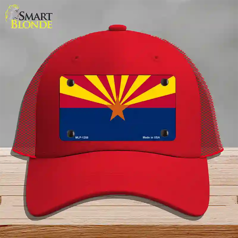 Arizona Small Star Novelty License Plate Hat Mesh / Red