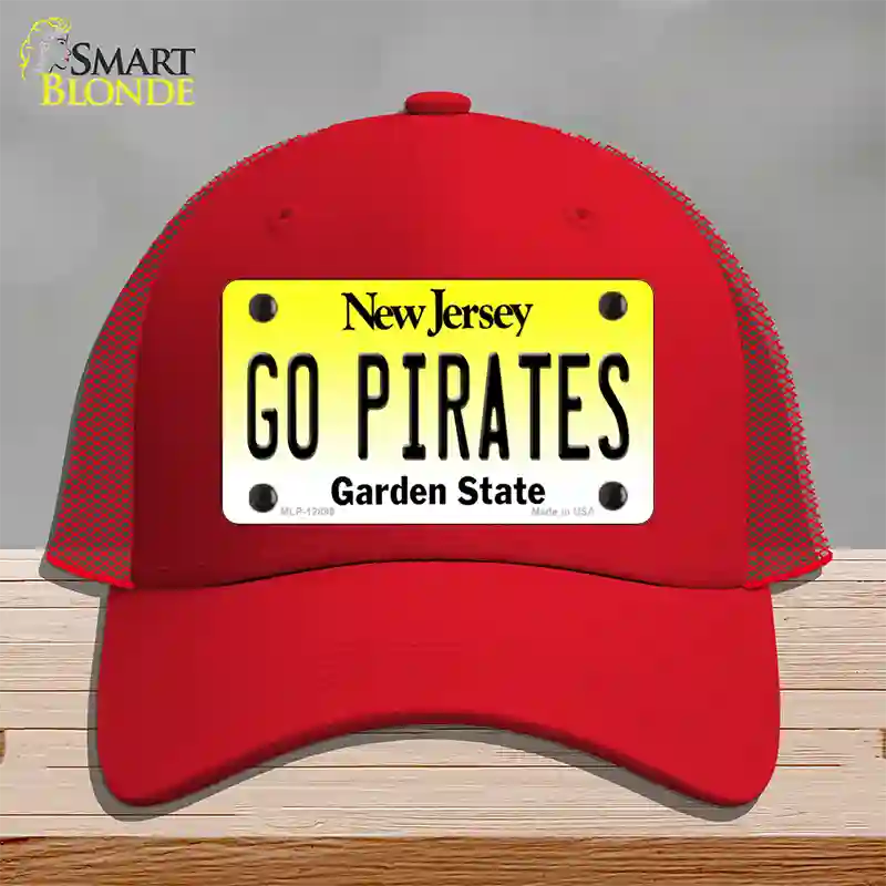 Go Pirates Novelty License Plate Hat Mesh / Red