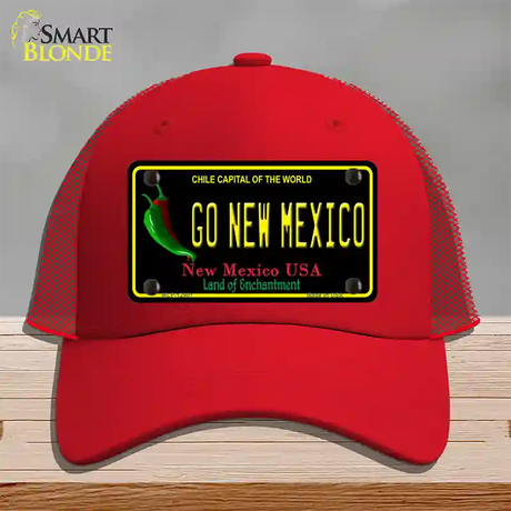 Go New Mexico Novelty License Plate Hat Mesh / Red