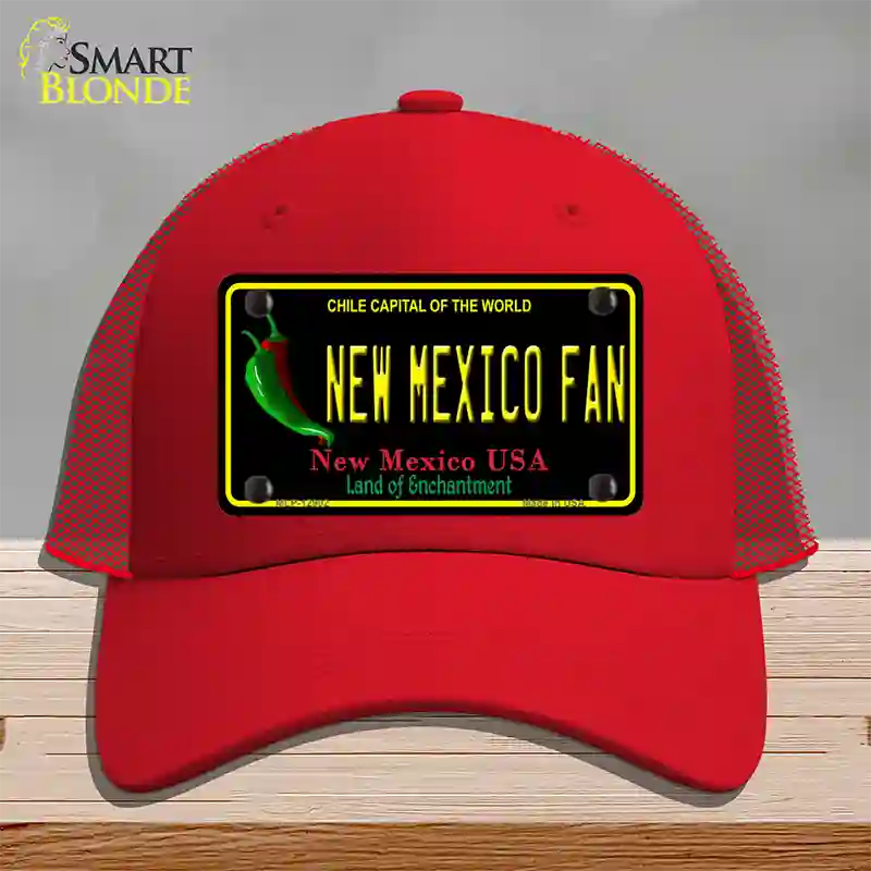 New Mexico Fan Novelty License Plate Hat Mesh / Red