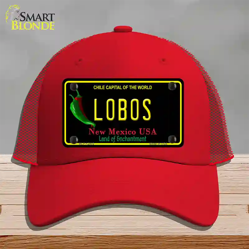 Lobos Novelty License Plate Hat Mesh / Red