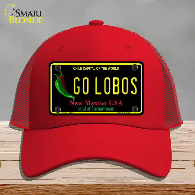 Go Lobos Novelty License Plate Hat Mesh / Red