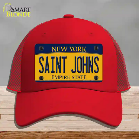 Saint Johns Novelty License Plate Hat Mesh / Red