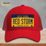 Red Storm Novelty License Plate Hat Mesh / Red