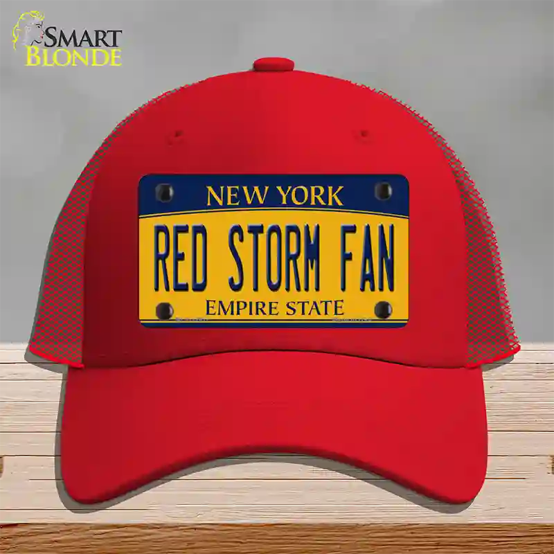 Red Storm Fan Novelty License Plate Hat Mesh / Red