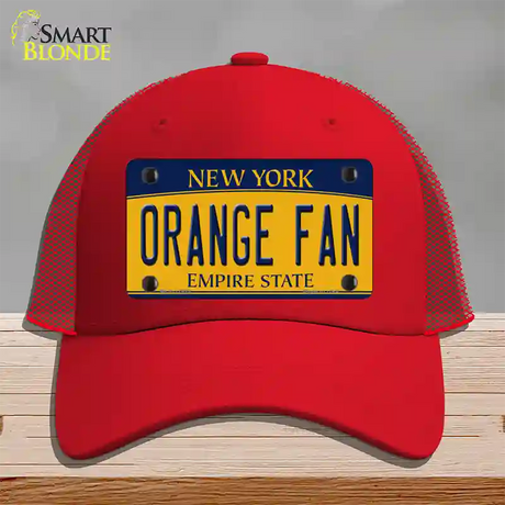 Orange Fan Novelty License Plate Hat Mesh / Red