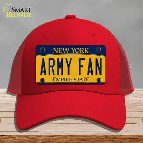 Army Fan Novelty License Plate Hat Mesh / Red