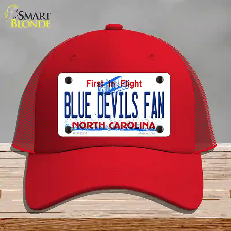 Blue Devils Fan Novelty License Plate Hat Mesh / Red