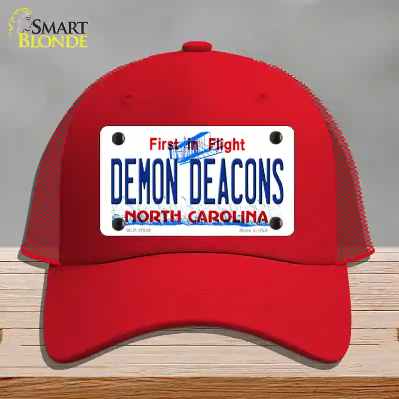 Demon Deacons Novelty License Plate Hat Mesh / Red