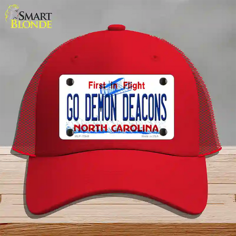 Go Demon Deacons Novelty License Plate Hat Mesh / Red