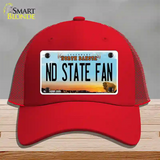 North Dakota State Fan Novelty License Plate Hat Mesh / Red