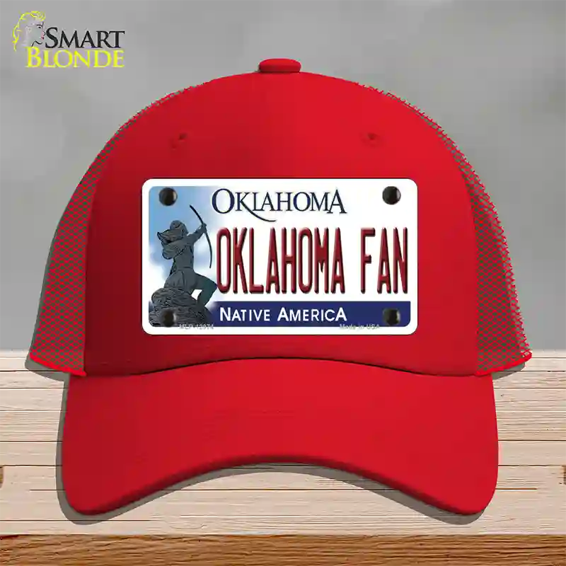 Oklahoma Fan Novelty License Plate Hat Mesh / Red