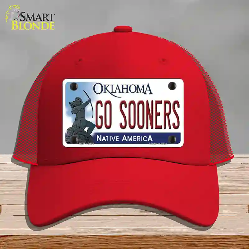 Go Sooners Novelty License Plate Hat Mesh / Red