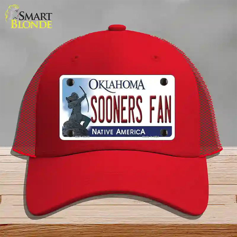 Sooners Fan Novelty License Plate Hat Mesh / Red