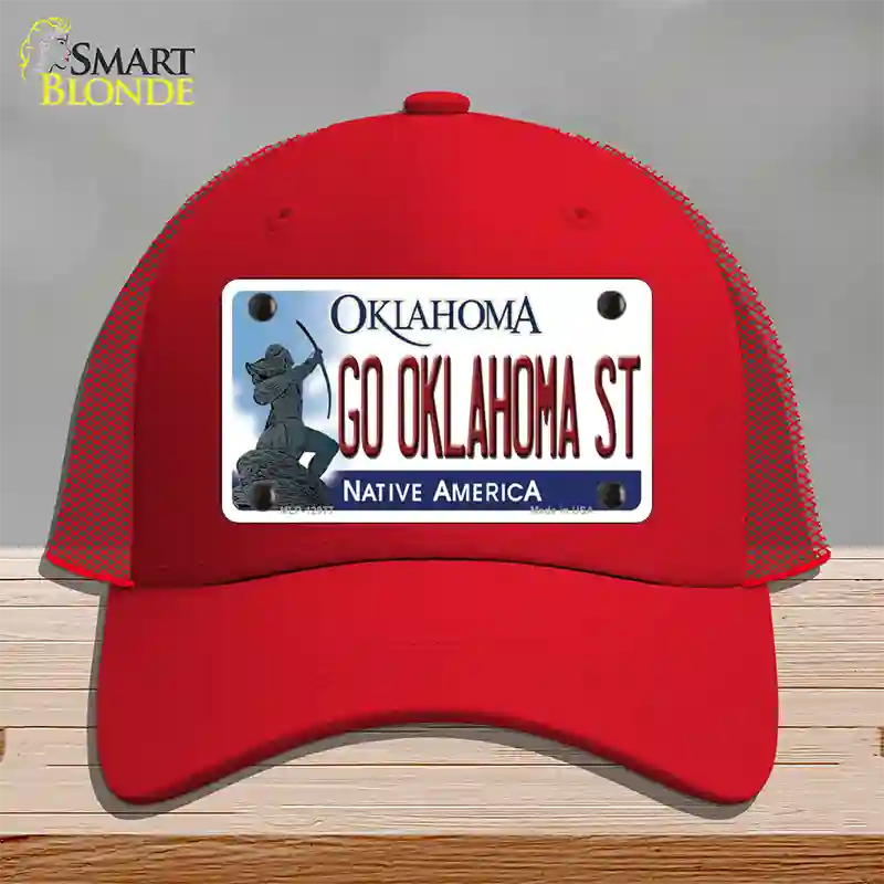 Go Oklahoma State Novelty License Plate Hat Mesh / Red