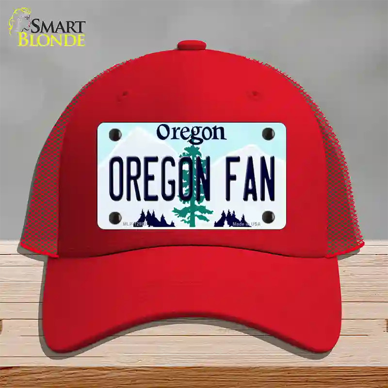 Oregon Fan Novelty License Plate Hat Mesh / Red