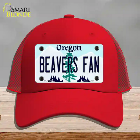 Beavers Fan Novelty License Plate Hat Mesh / Red