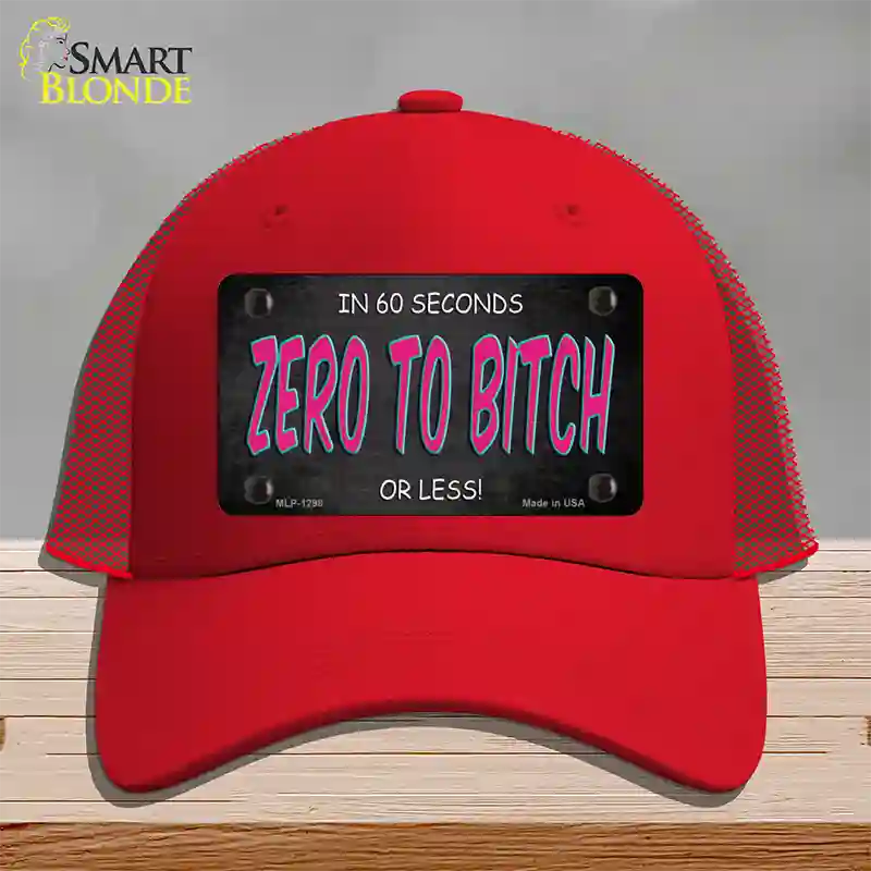 Zero To Bitch Novelty License Plate Hat Mesh / Red