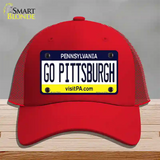 Go Pittsburgh Novelty License Plate Hat Mesh / Red