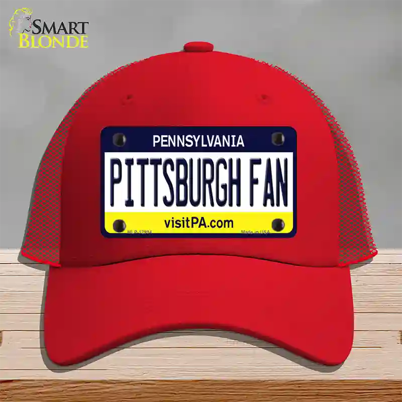 Pittsburgh Fan Novelty License Plate Hat Mesh / Red