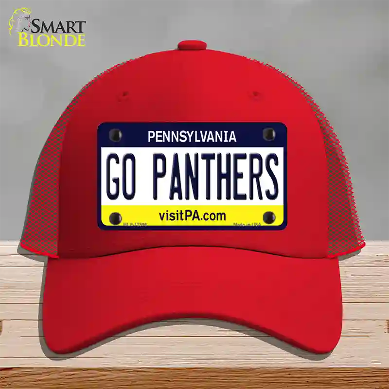 Go Panthers Novelty License Plate Hat Mesh / Red