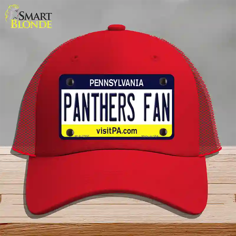 Panthers Fan Novelty License Plate Hat Mesh / Red