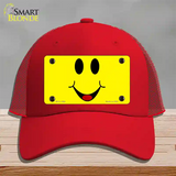 Happy Smiley Novelty License Plate Hat Mesh / Red