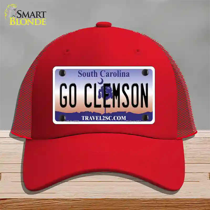 Go Clemson Novelty License Plate Hat Mesh / Red