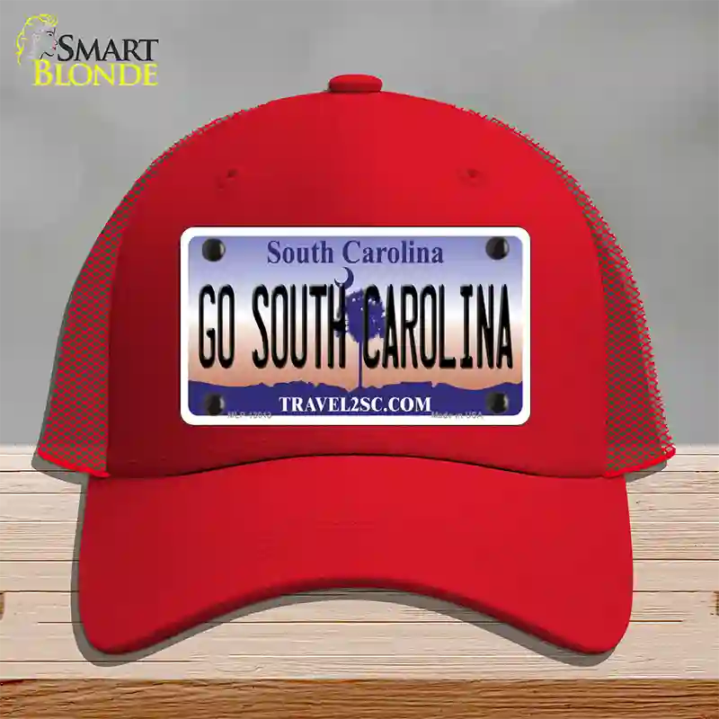 Go South Carolina Novelty License Plate Hat Mesh / Red