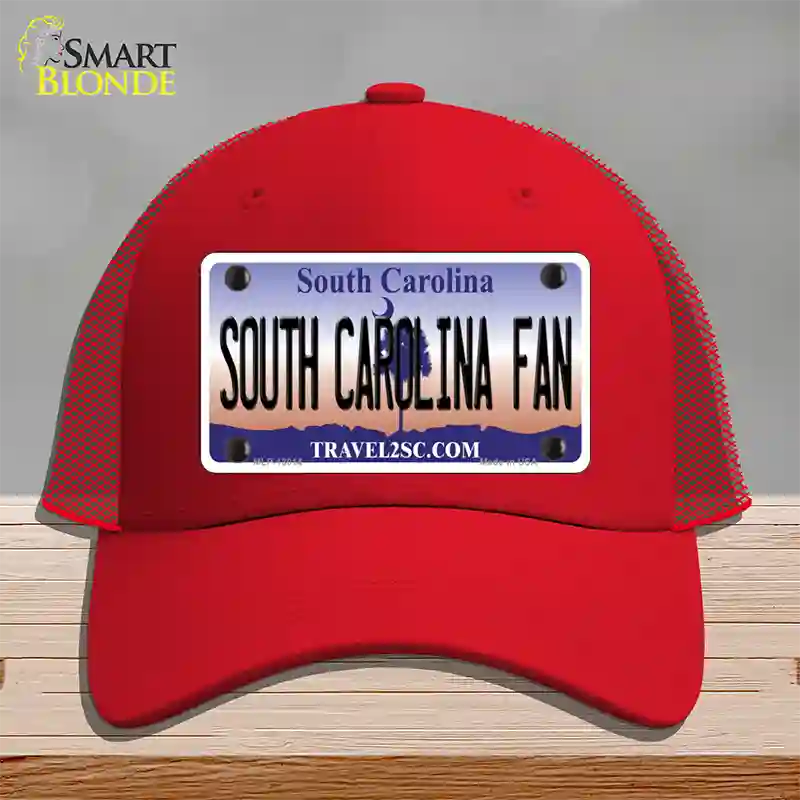 South Carolina Fan Novelty License Plate Hat Mesh / Red