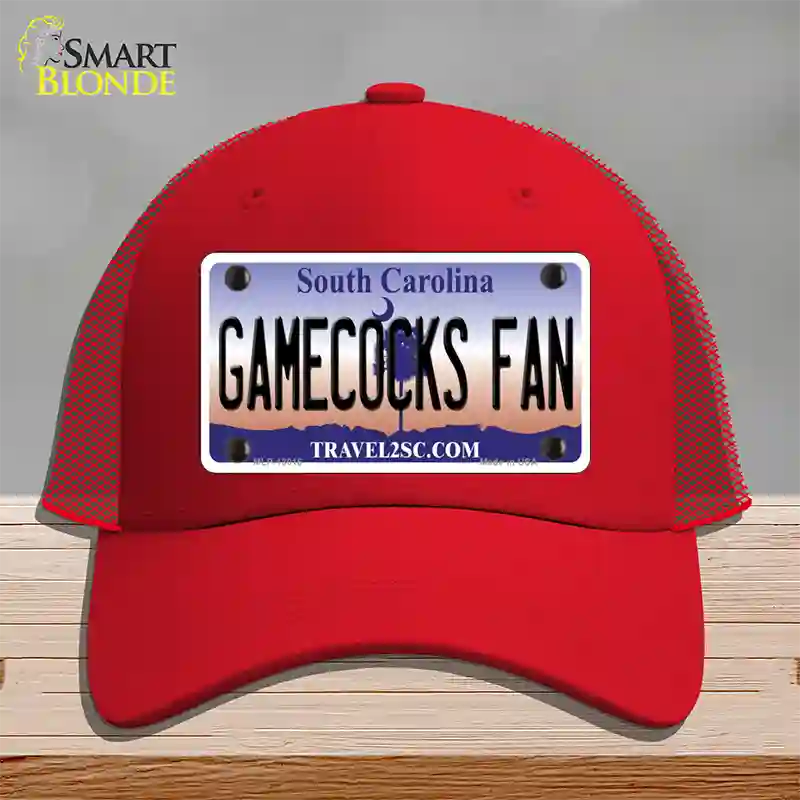 Gamecocks Fan Novelty License Plate Hat Mesh / Red