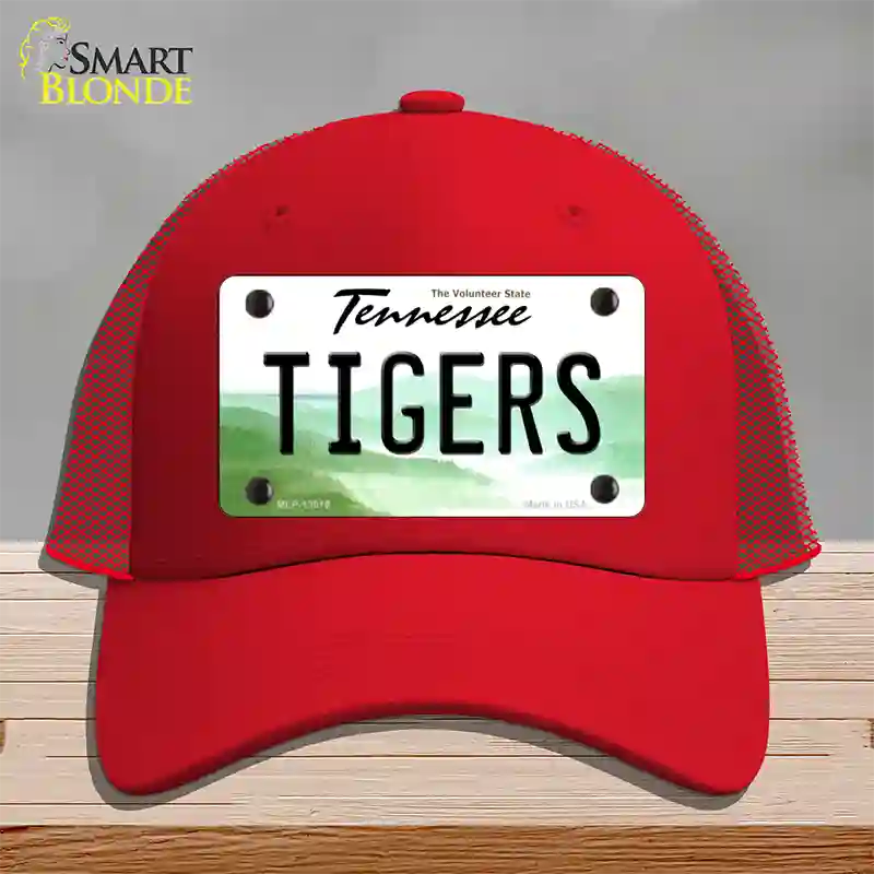 Tiger Tennessees Novelty License Plate Hat Mesh / Red