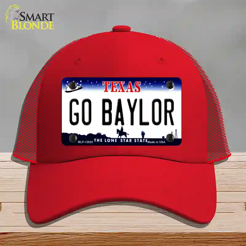 Go Baylor Novelty License Plate Hat Mesh / Red