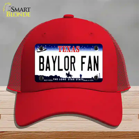 Baylor Fan Novelty License Plate Hat Mesh / Red