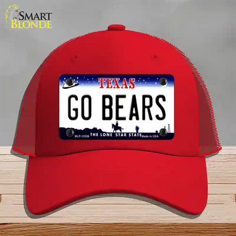 Go Bears Novelty License Plate Hat Mesh / Red