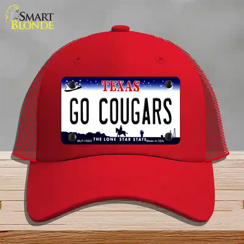 Go Cougars Novelty License Plate Hat Mesh / Red