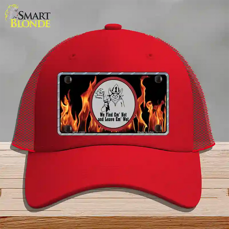 Find Hot Leave Wet Firefighter Novelty License Plate Hat Mesh / Red