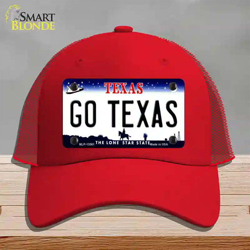 Go Texas Novelty License Plate Hat Mesh / Red