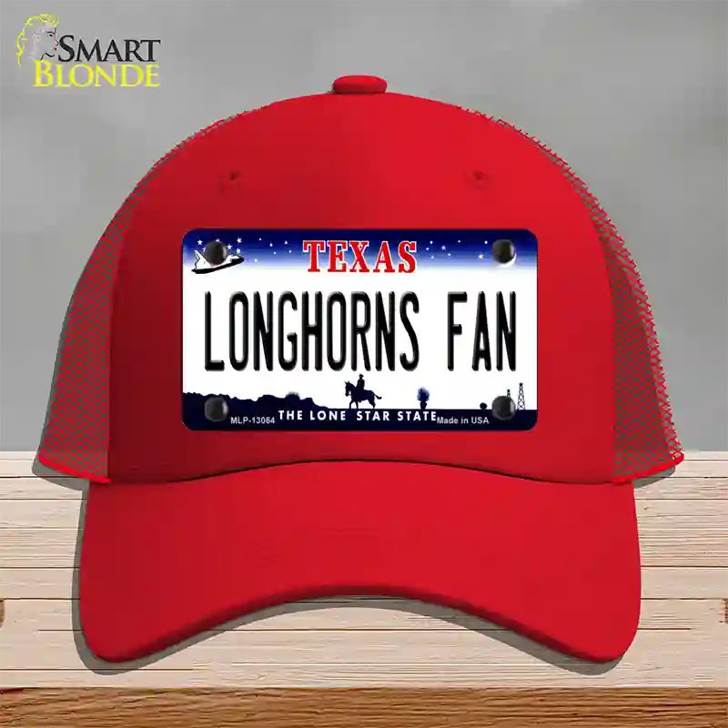 Longhorns Fan Novelty License Plate Hat Mesh / Red