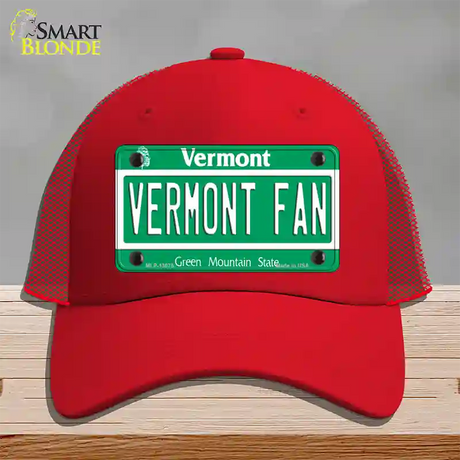 Vermont Fan Novelty License Plate Hat Mesh / Red