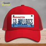 Go Bulldogs Washington Novelty License Plate Hat Mesh / Red