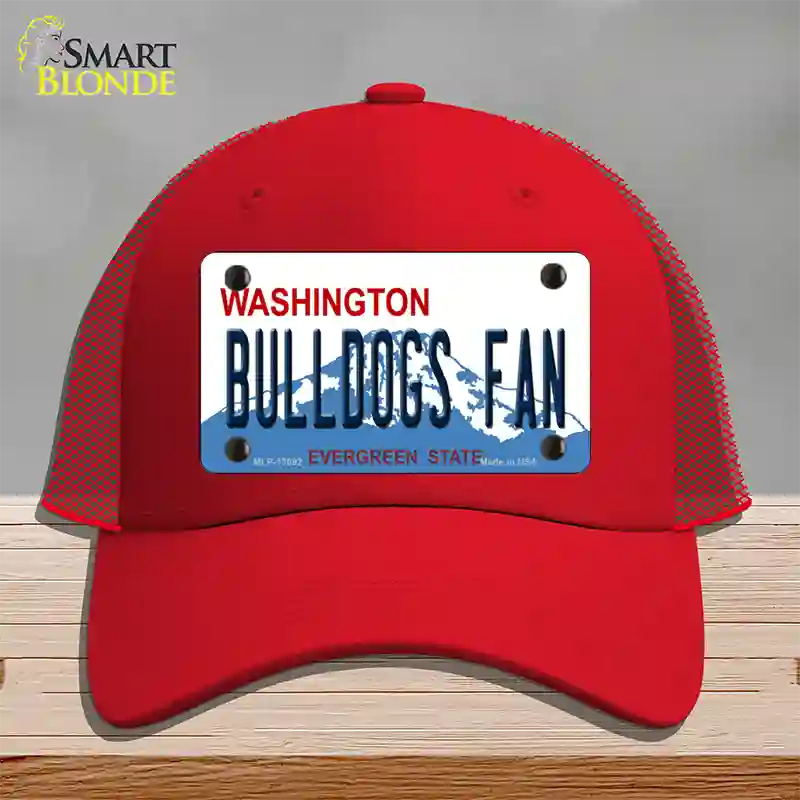 Bulldogs Fan Washington Novelty License Plate Hat Mesh / Red