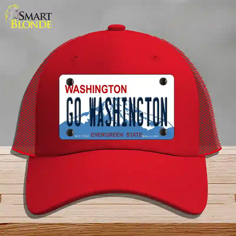 Go Washington Novelty License Plate Hat Mesh / Red