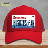 Huskies Fan Washington Novelty License Plate Hat Mesh / Red