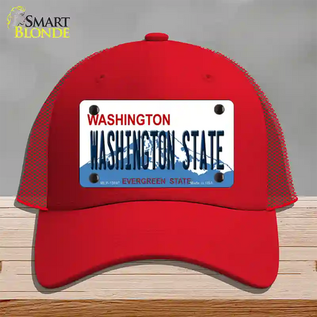 Washington State Univ Novelty License Plate Hat Mesh / Red