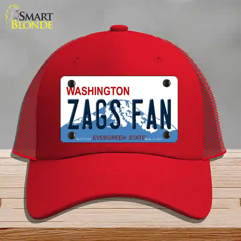 Zags Fan Novelty License Plate Hat Mesh / Red