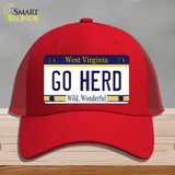 Go Herd Novelty License Plate Hat Mesh / Red